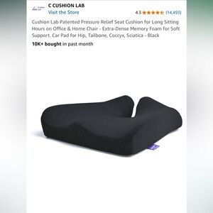 Cushion Lab Patented Pressure Relief Seat Cushion, Black, New without Tags